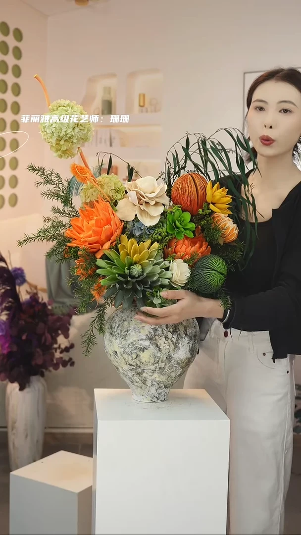 琉璃手工艺品：图片款花+花瓶