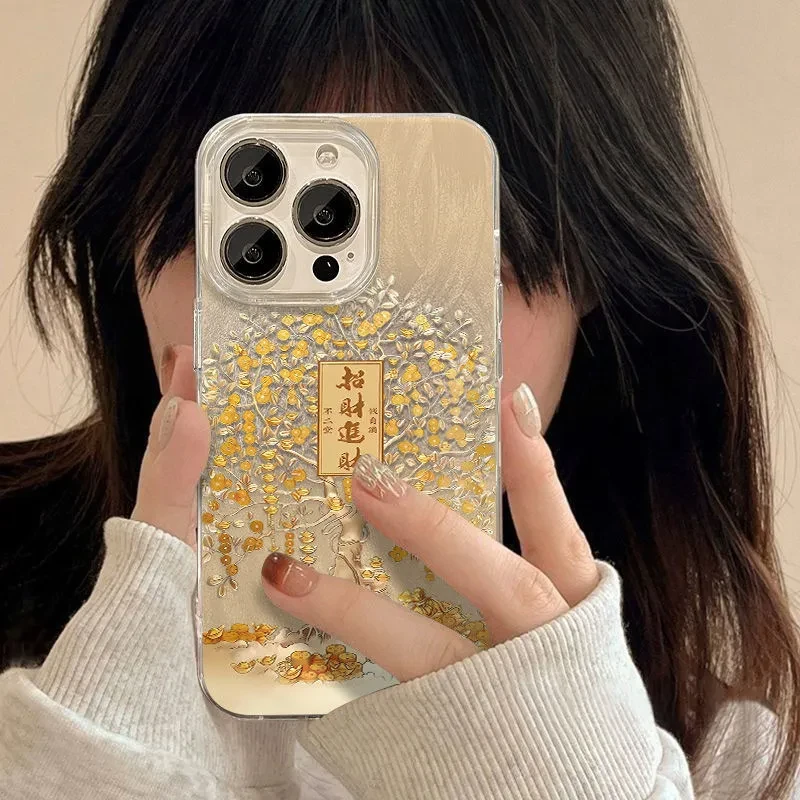 招财进财适用华为mate60苹果oppo小米15/14/13pro防摔vivo手机壳
