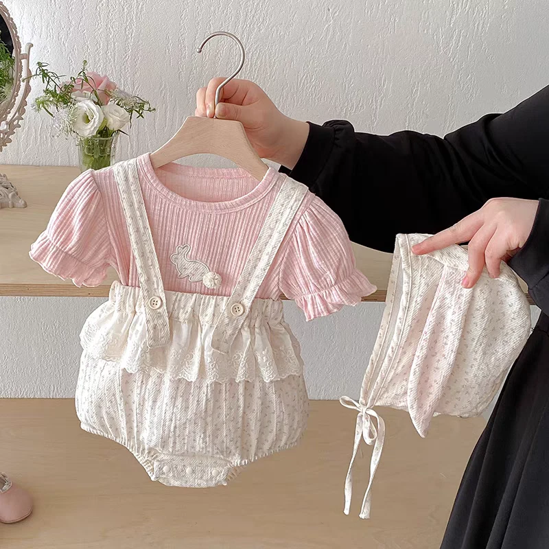 婴儿衣服夏季新款女宝宝连体衣夏装洋气女婴包屁满月夏天兔子爬服