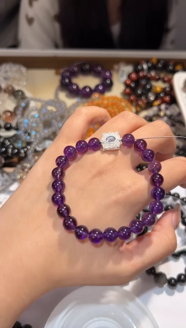 【闪购商品】紫晶手链未镶嵌8mm赞比亚紫水晶diy