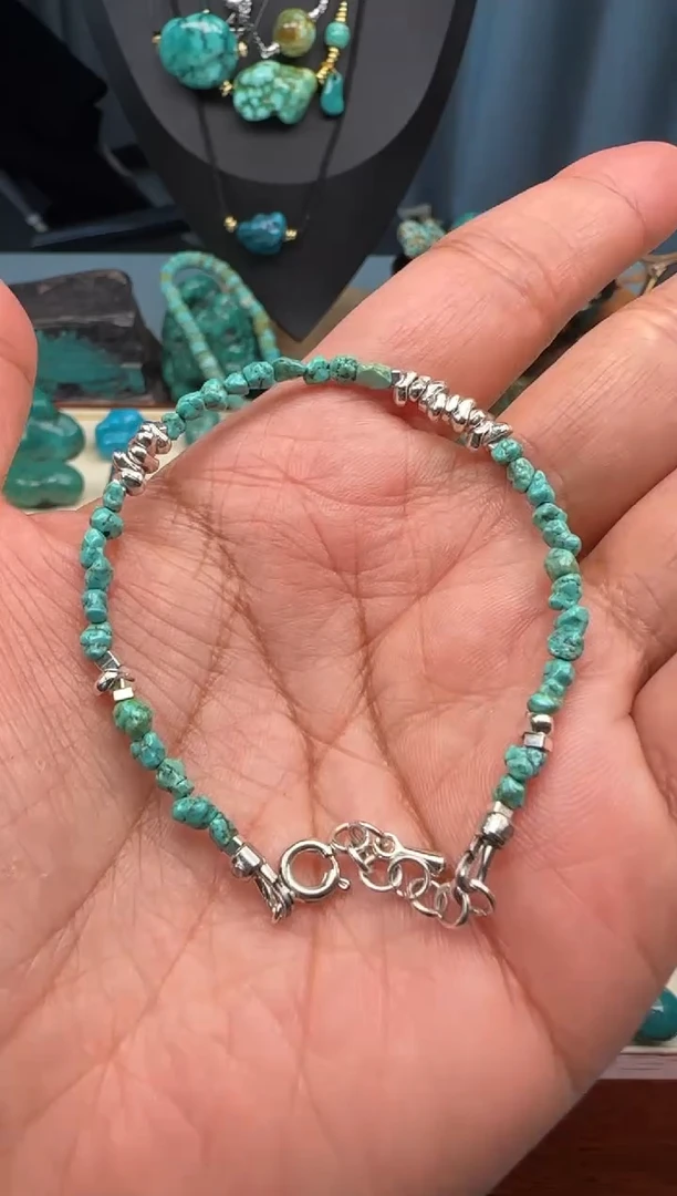 合金绿松石珠宝奇石手链