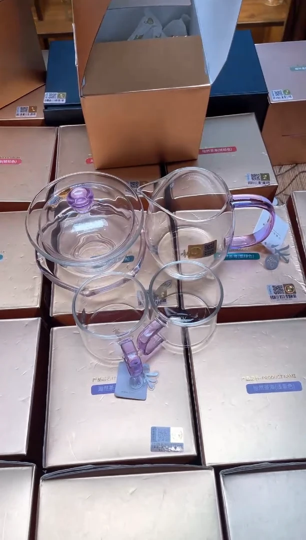 禅语盖碗浅紫+澄然浅紫+清禾杯浅紫