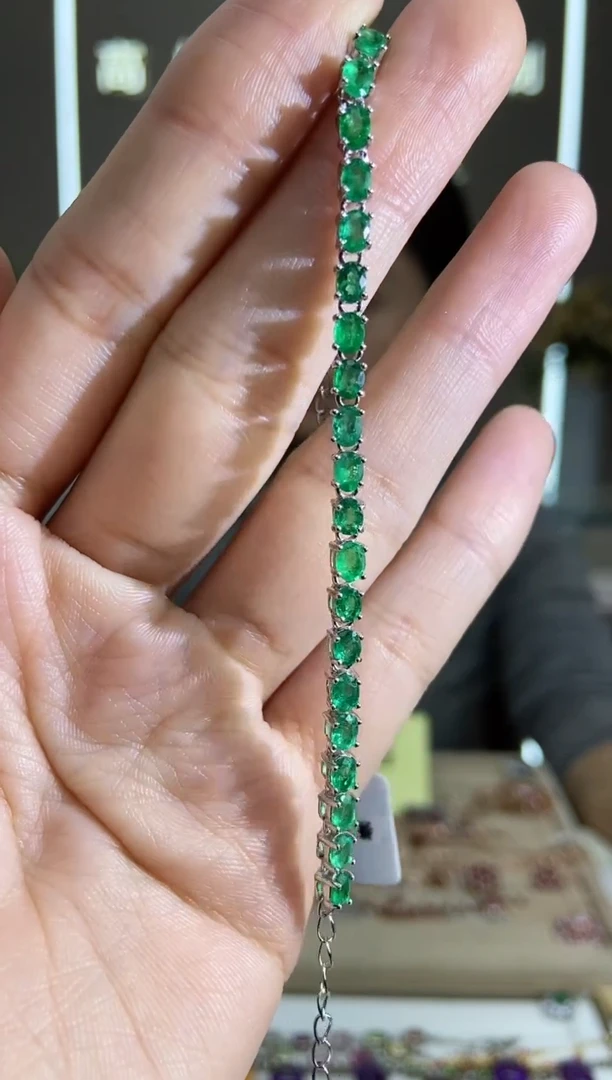 【闪购商品】祖母绿手链银S925镶嵌手链