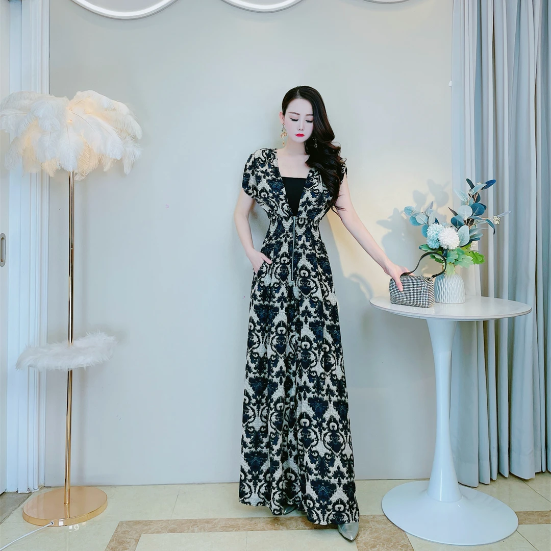 2025新款复古气质高腰显瘦阔腿连衣长裤大气时髦薄款透气连体裤