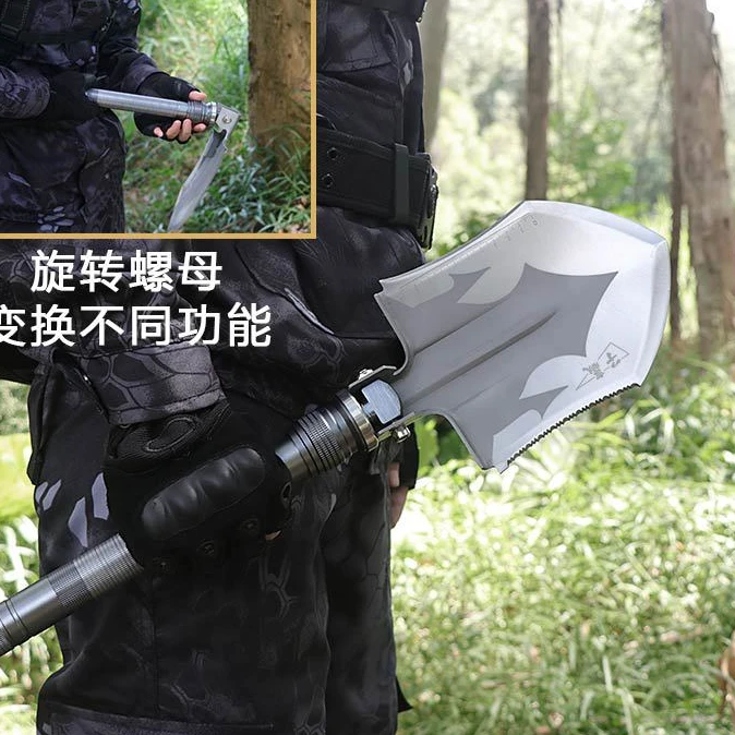 多功能工兵铲高碳钢铲头铲面加大加厚野外求生户外探险车载工具