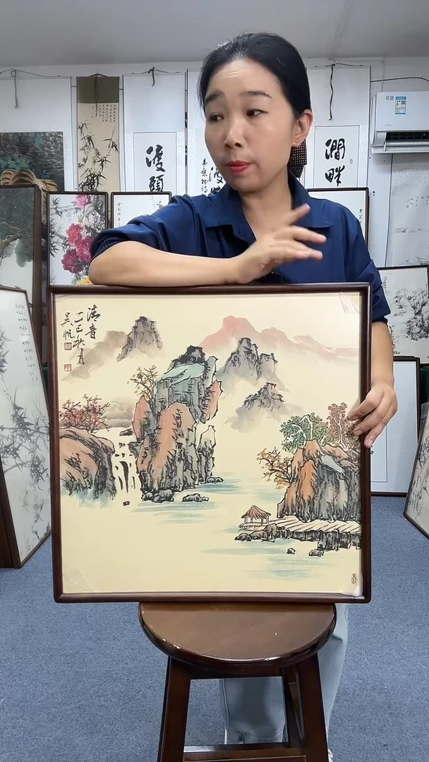 国画52*52实木画框京东包邮手绘