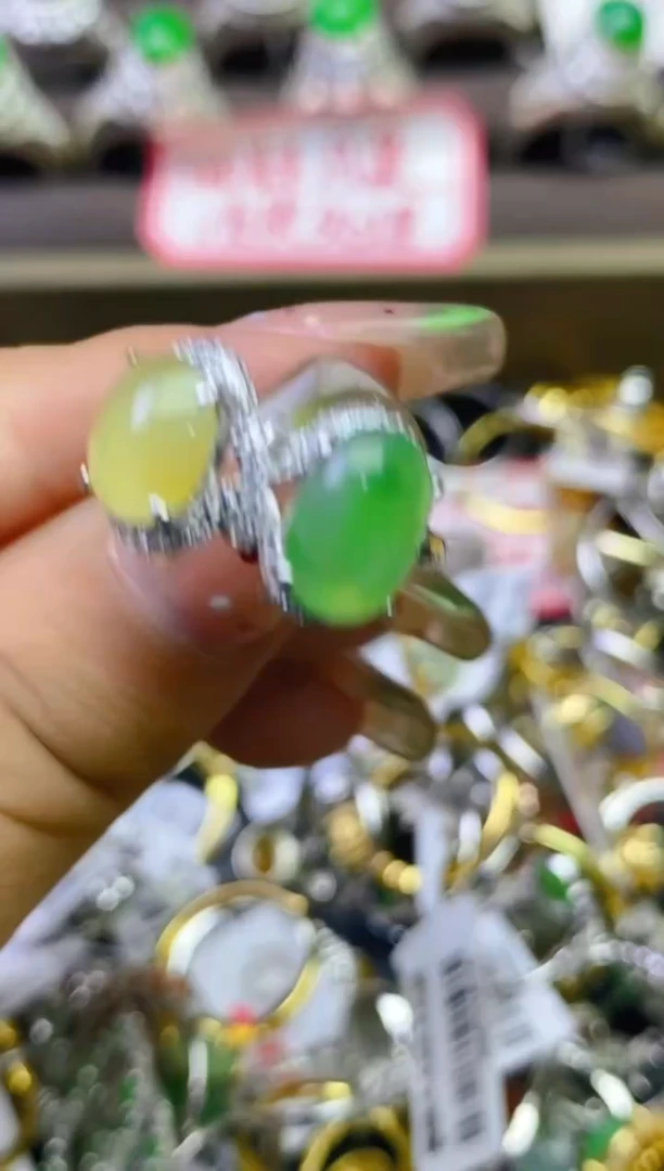 翡翠戒指银S925镶嵌百内无证书