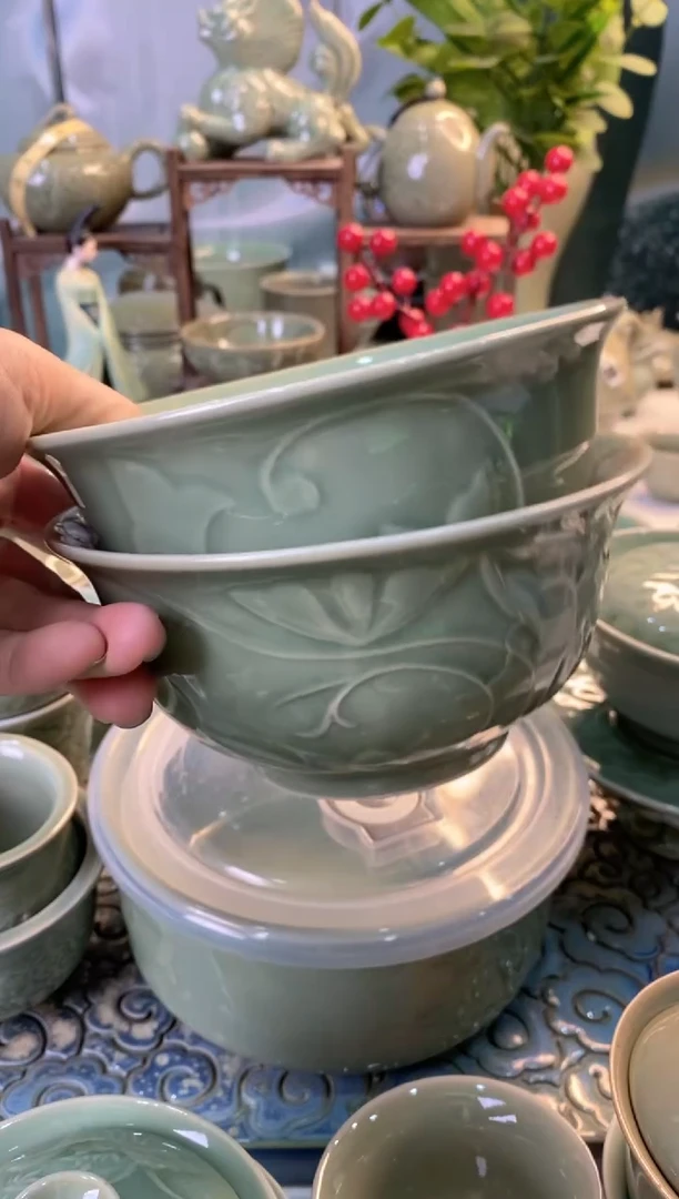 耀州窑微瑕处理5.5英寸玉兰碗b000022】2个