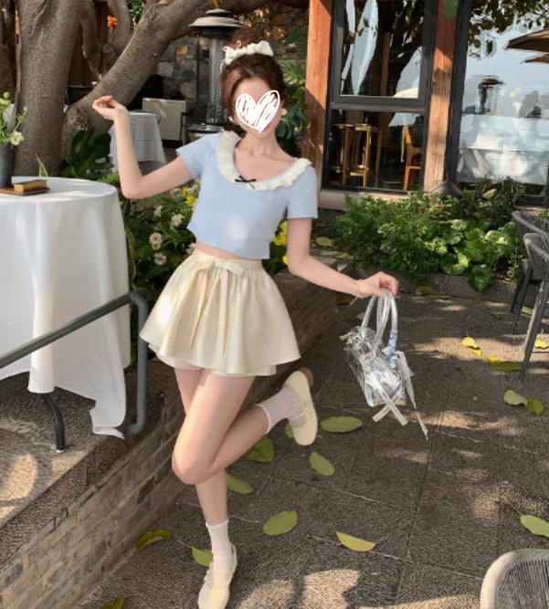 【退货补贴8-12】短袖t恤半身裙女设计感小众高级感甜美气质两件套