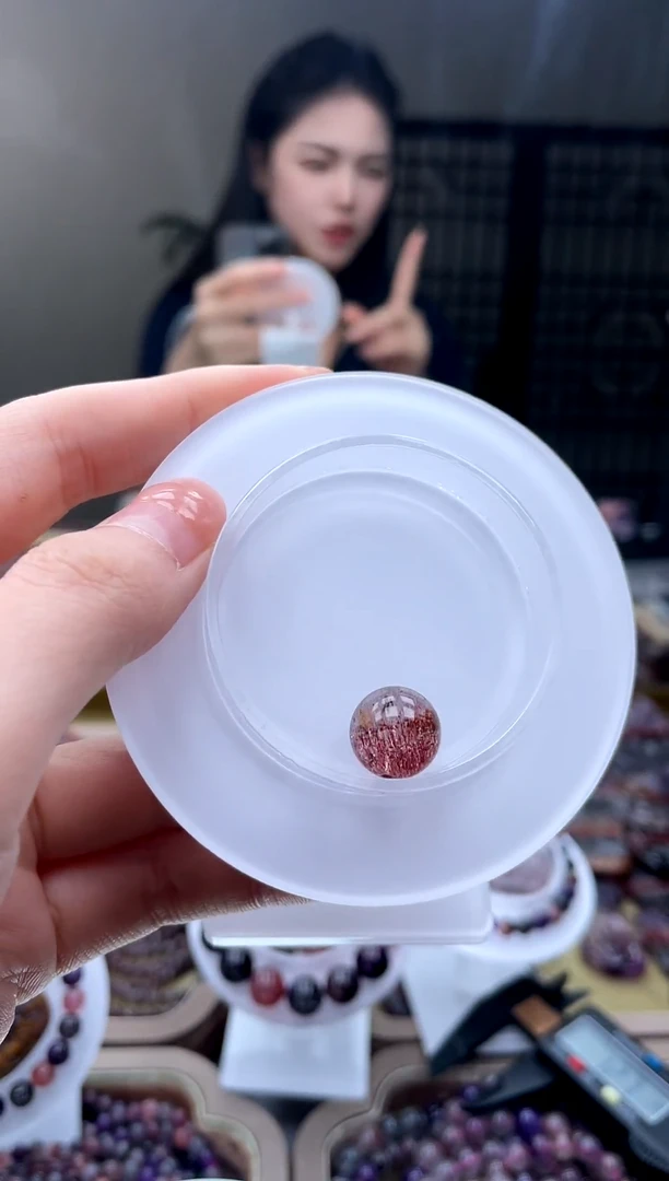 未镶嵌珠宝半成品水晶超七金草莓单珠  多样性发一