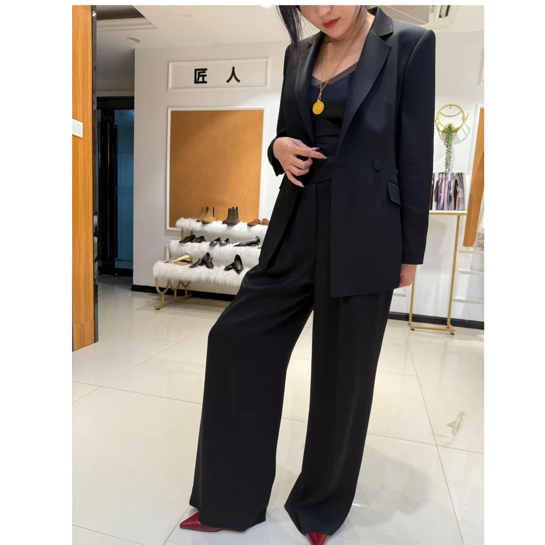 【舍予•大美丽衣号】乔姐同款黑色醋酸高定西服套装阔腿裤