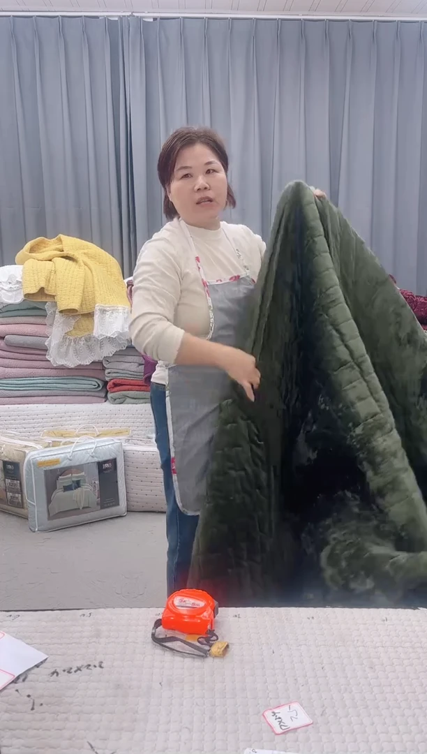 棉军绿希腊绒2.4*2.6三件套