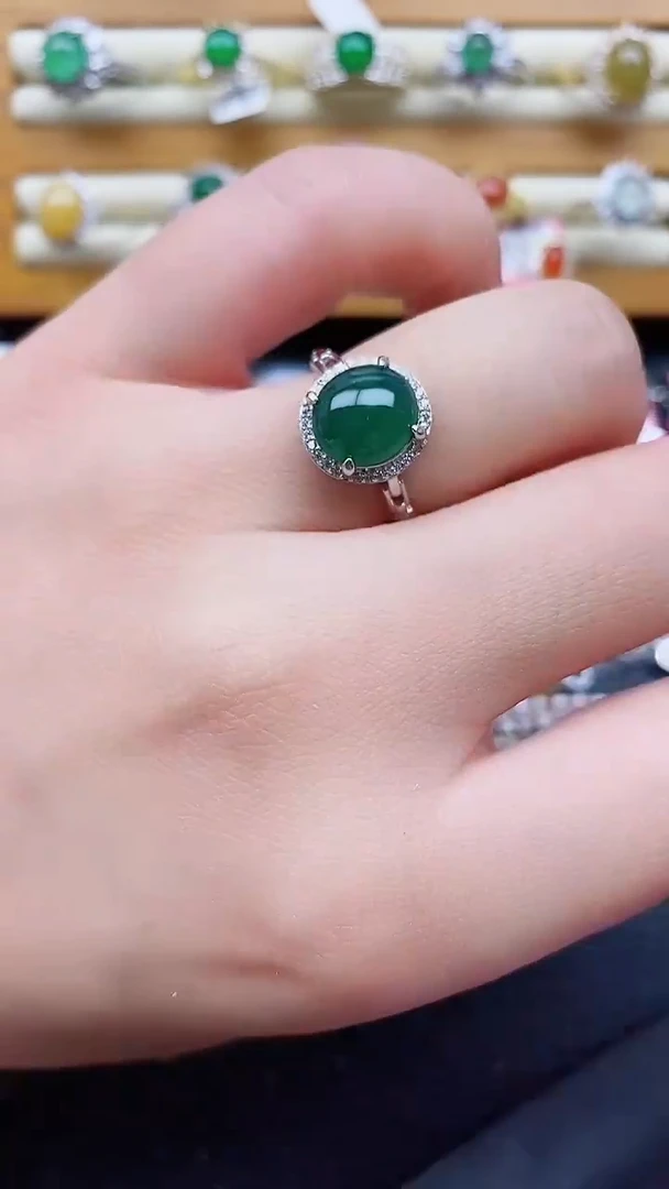 银S925镶嵌戒指翡翠1