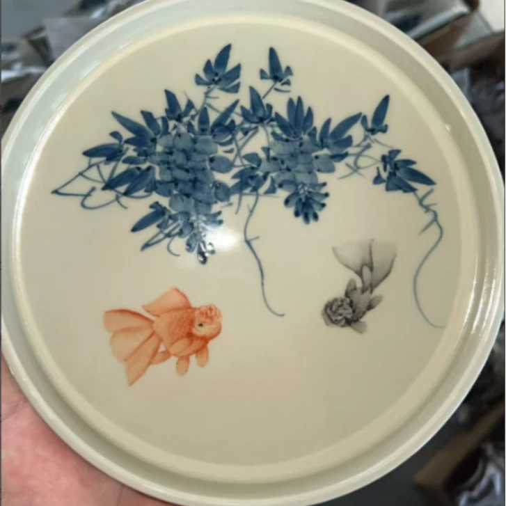 【非遗甄选】紫藤斗彩金鱼壶承（墨冉S0088）