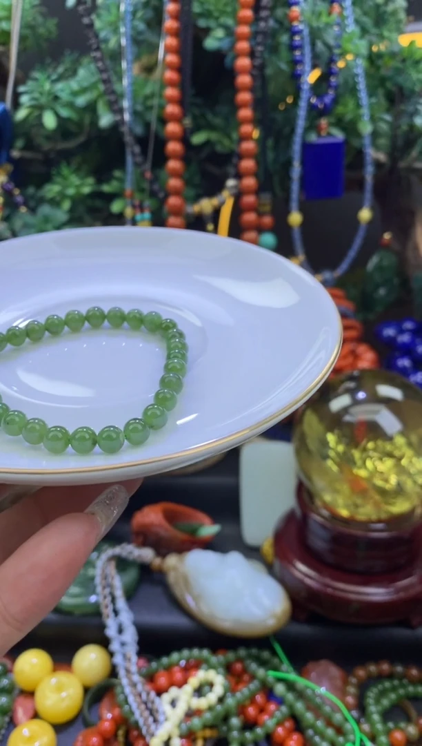 手链未镶嵌和田玉（碧玉）碧玉手串