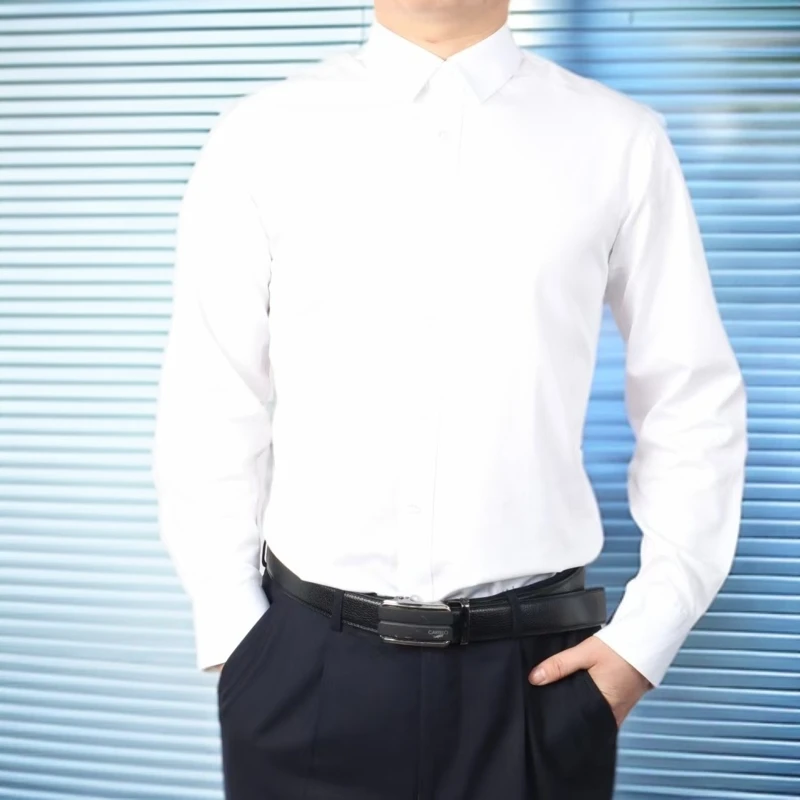 P3T商务休闲男士长袖丝光棉免烫衬衫时尚纯色百搭