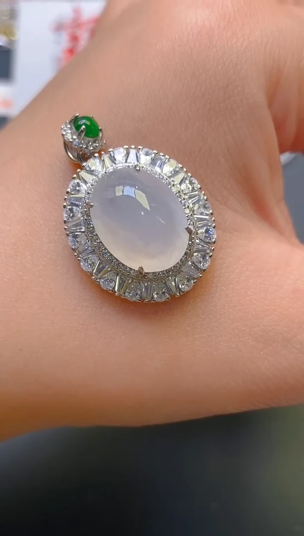 【闪购商品】翡翠耳饰银S925镶嵌天然A货翡翠1