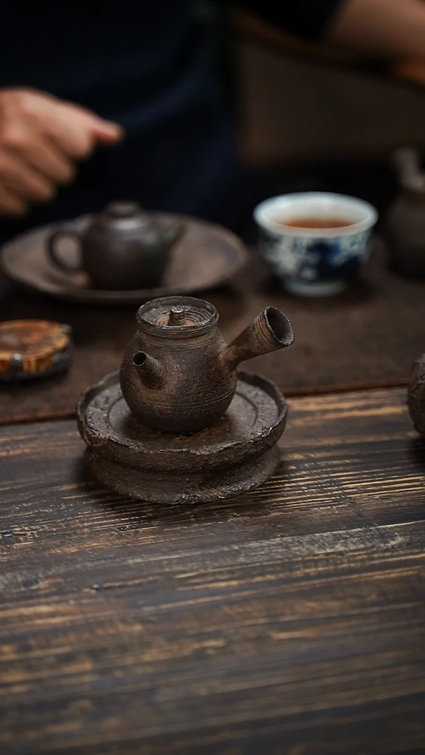 全手工制作  南蛮 侧把壶