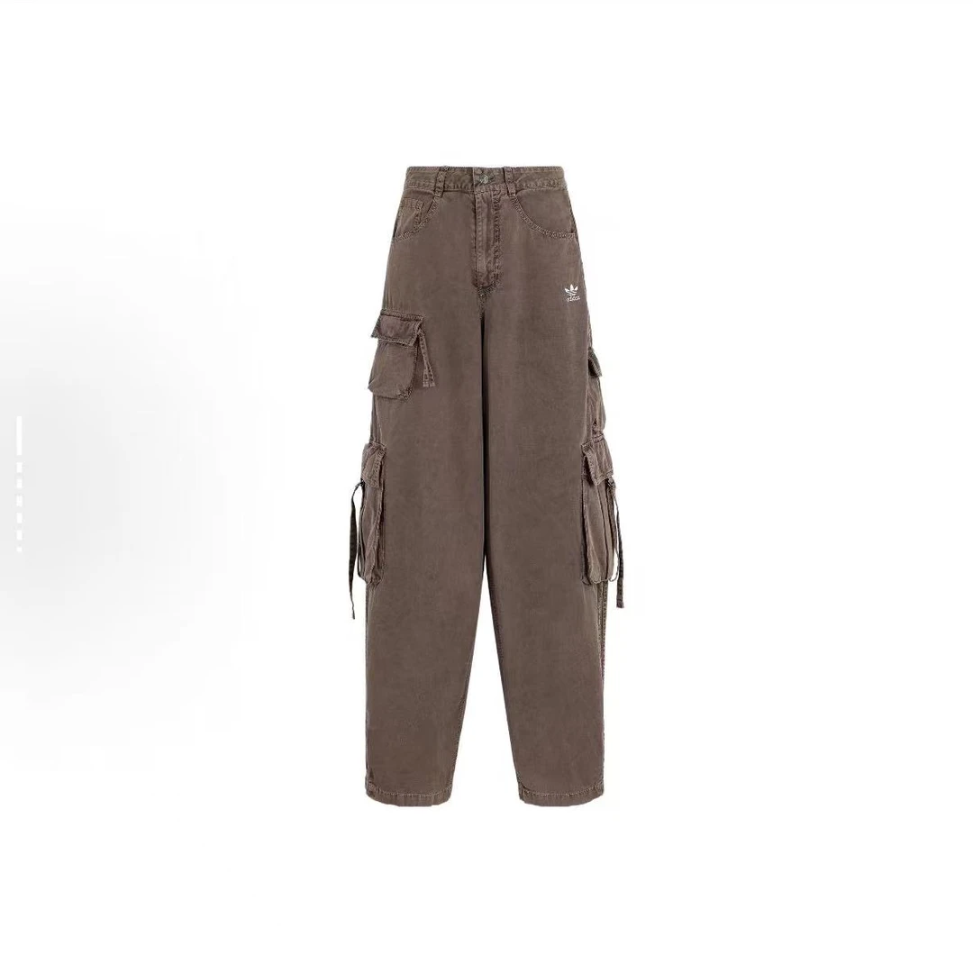 adidas 舒适柔软亲肤时尚休闲裤复古 女款 棕色KD4113潮流直筒