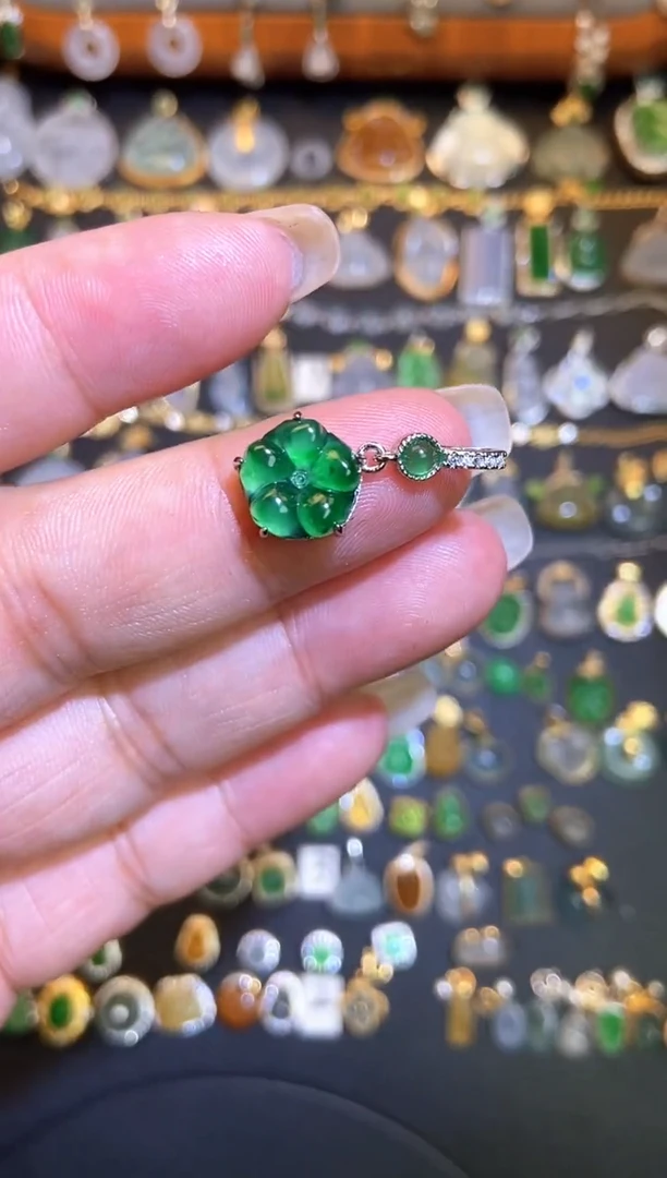 翡翠银S925镶嵌吊坠(不含链)1