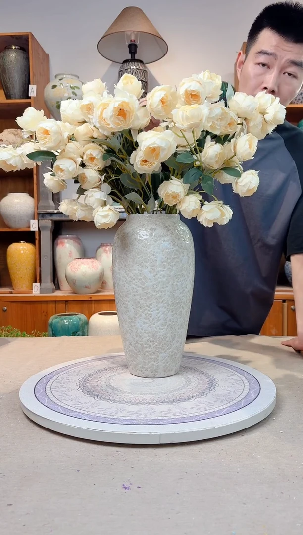 瓶陶瓷花瓶   茶白 大号  正品 无花