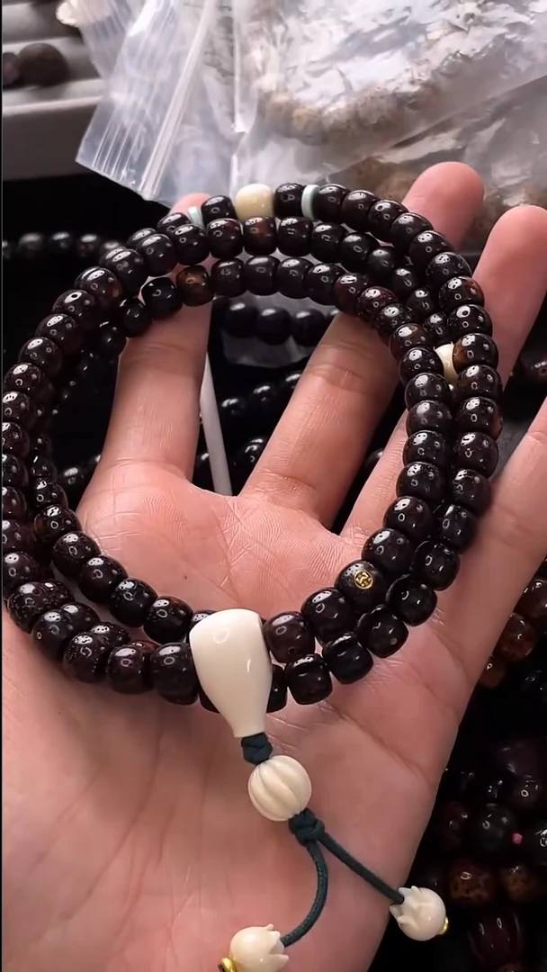 吊坠星月菩提深赤金鼓珠直切8*7长串