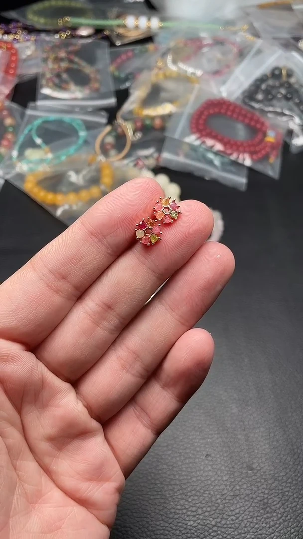 未镶嵌耳饰碧玺多样性发货拍一发一