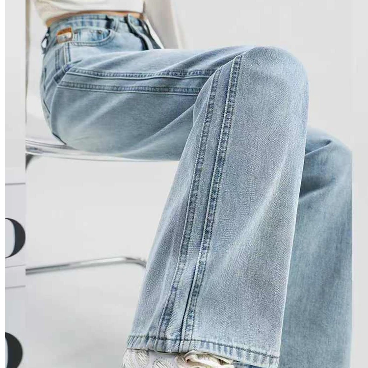 （心语）高腰牛仔裤夏季宽松时尚韩版阔腿裤