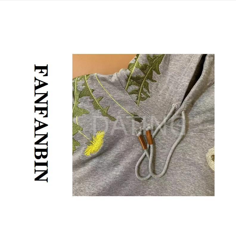 FANFANBIN【绿野仙踪】前后满刺绣男女同款毛圈灰色卫衣420g