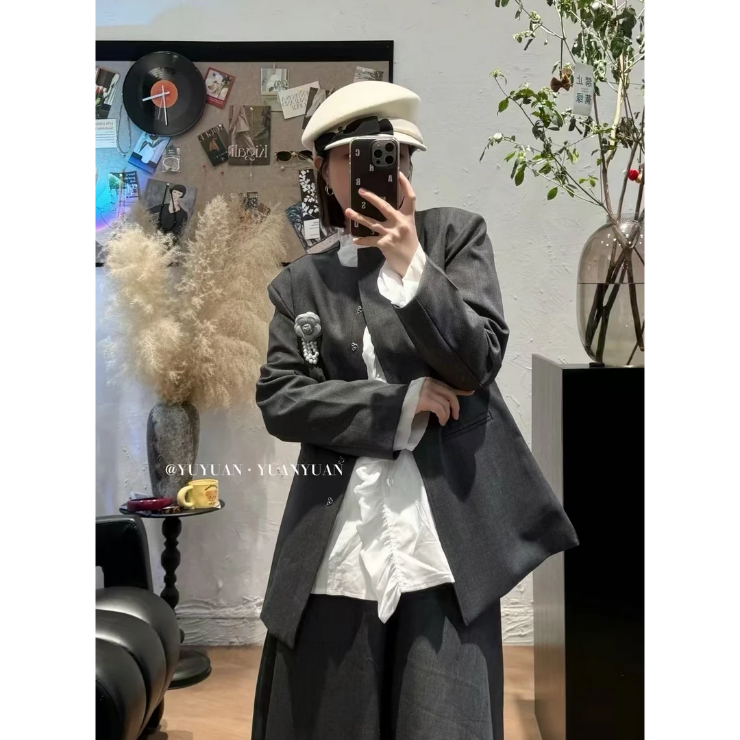 66539早春年定制新款韩系简约百搭西服套装女潮重工搭配洋气女