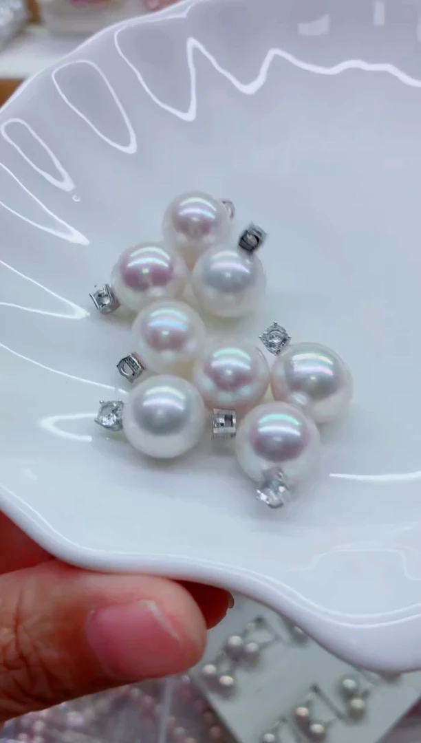 淡水珍珠银S925镶嵌吊坠(不含链)多样性发其一，非无暇