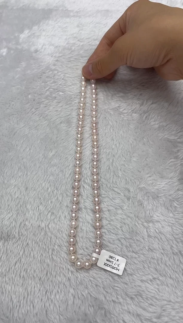 海水珍珠银S925镶嵌项链AK7-7.5mm