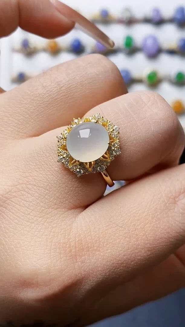 银S925镶嵌戒指翡翠0239