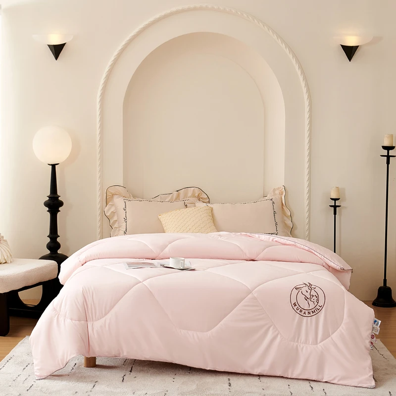 澳洲100%纯羊毛填充羊毛被子刺绣双人羊毛被芯轻盈保暖亲肤透气