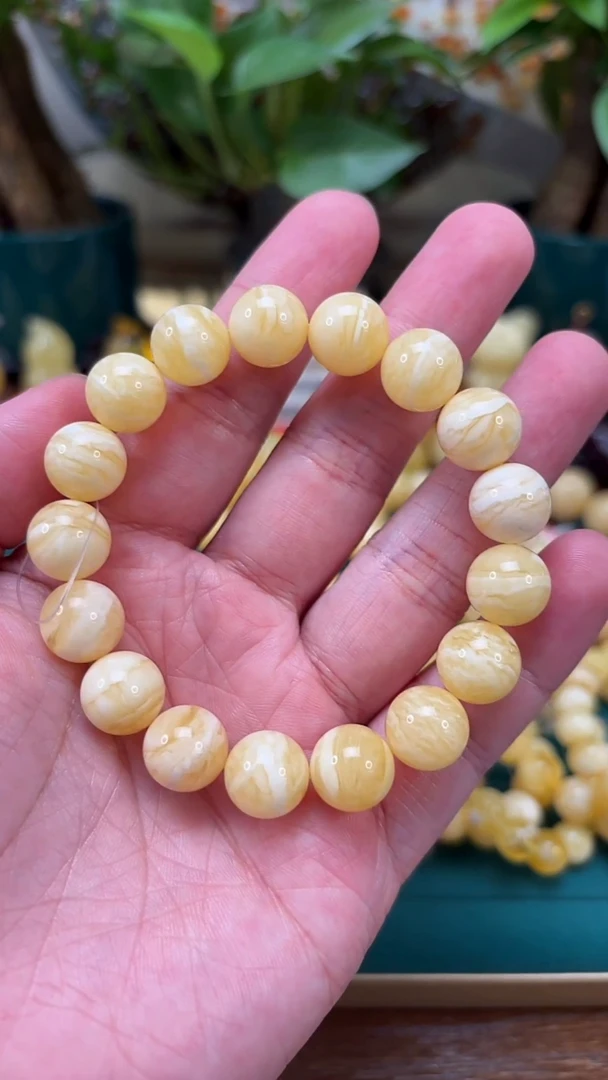 手串蜜蜡未镶嵌p49馆藏毕业级臻品虎皮 同料 单圈 17.04克 12mm