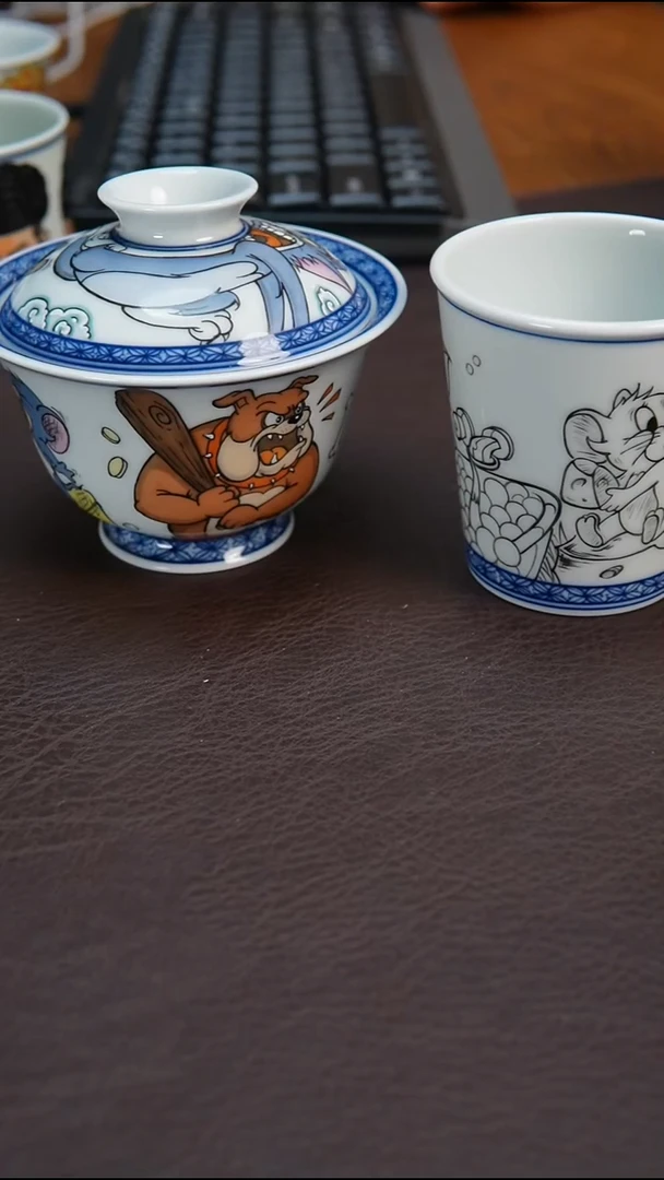陶瓷杯景德镇手绘猫和老鼠套装预售2天