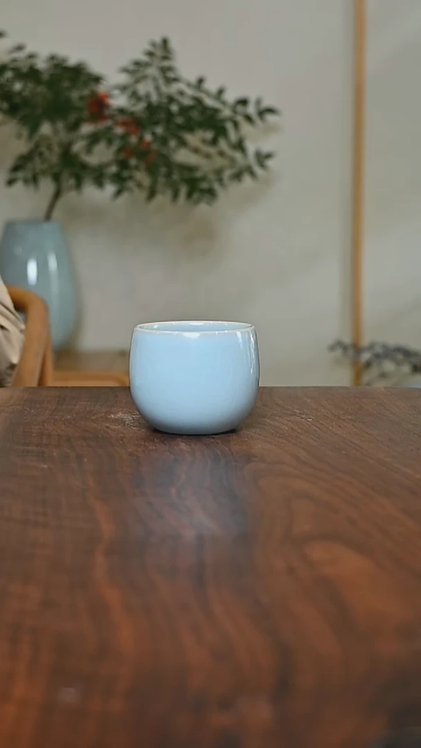 暖心杯 天青 微瑕 朱法喜款