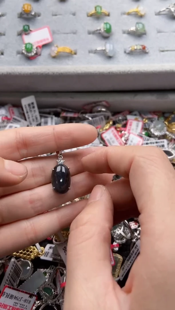 翡翠戒指银S925镶嵌99999--2