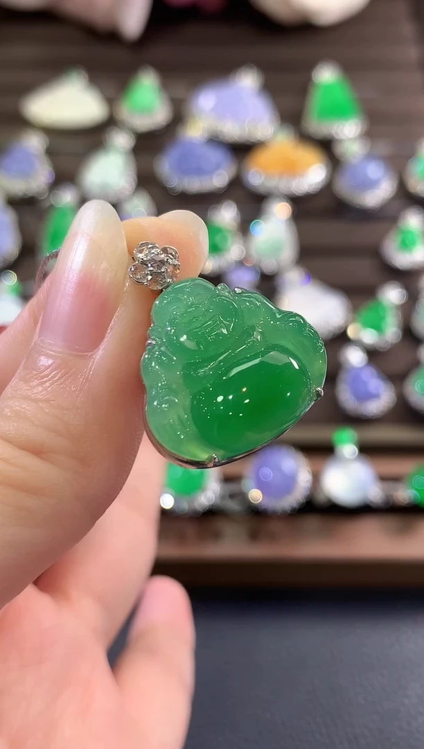 吊坠(不含链)18K金镶嵌翡翠c15