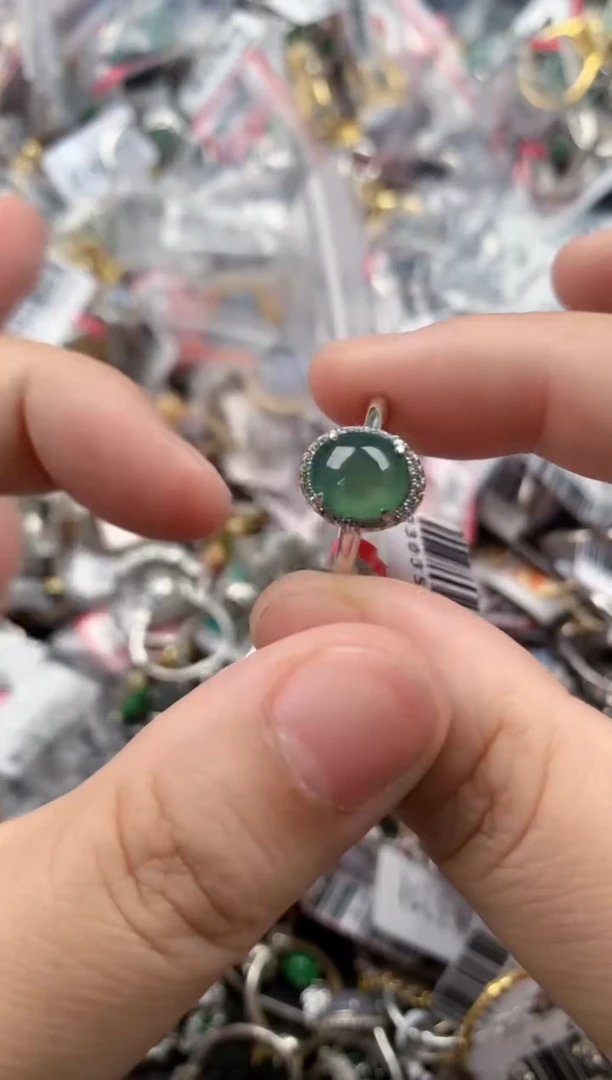 银S925镶嵌戒指翡翠111     9