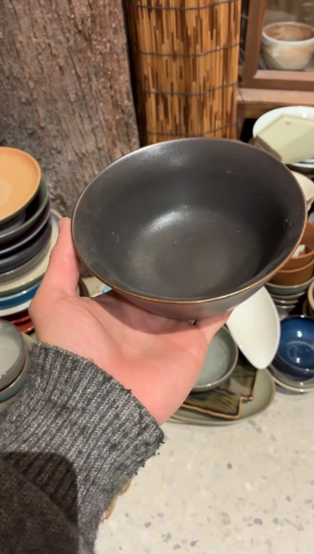 瓷片杨*893 微瑕银兔毫马蹄碗1个