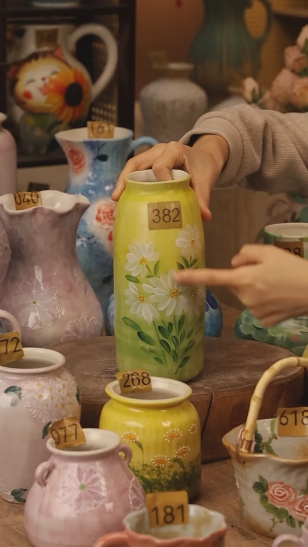 陶瓷景德镇设计师手作花器摆件侘寂风@M382@