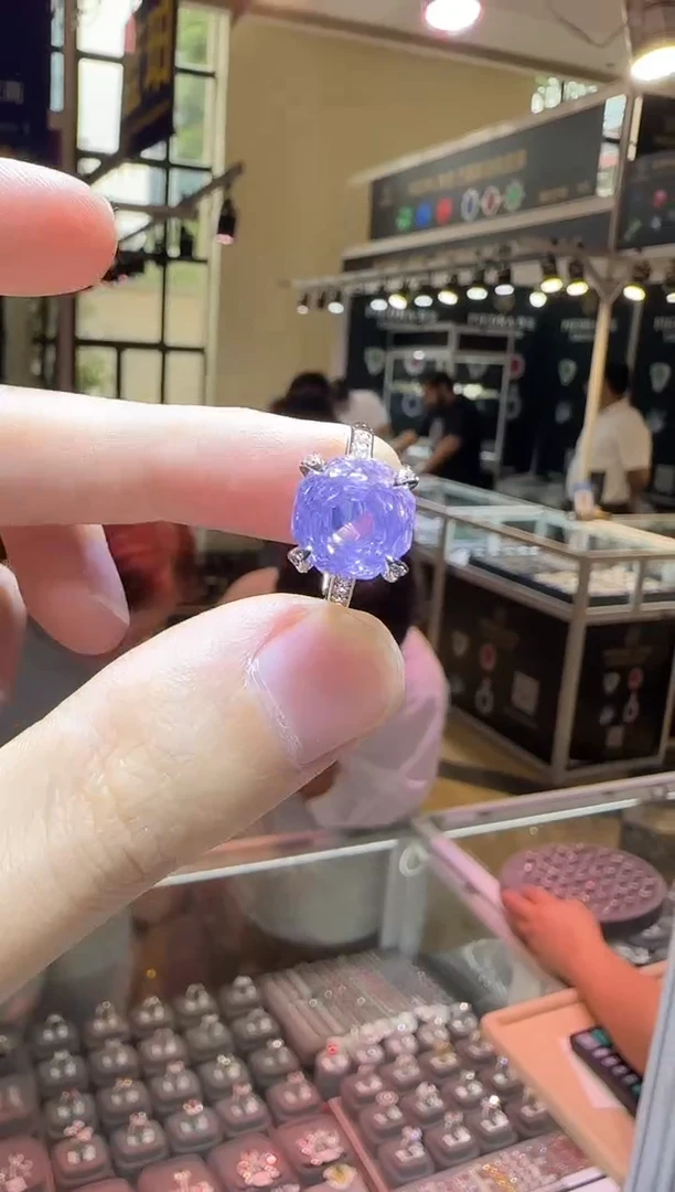 水晶戒指银S925镶嵌10mm薰衣草玫瑰