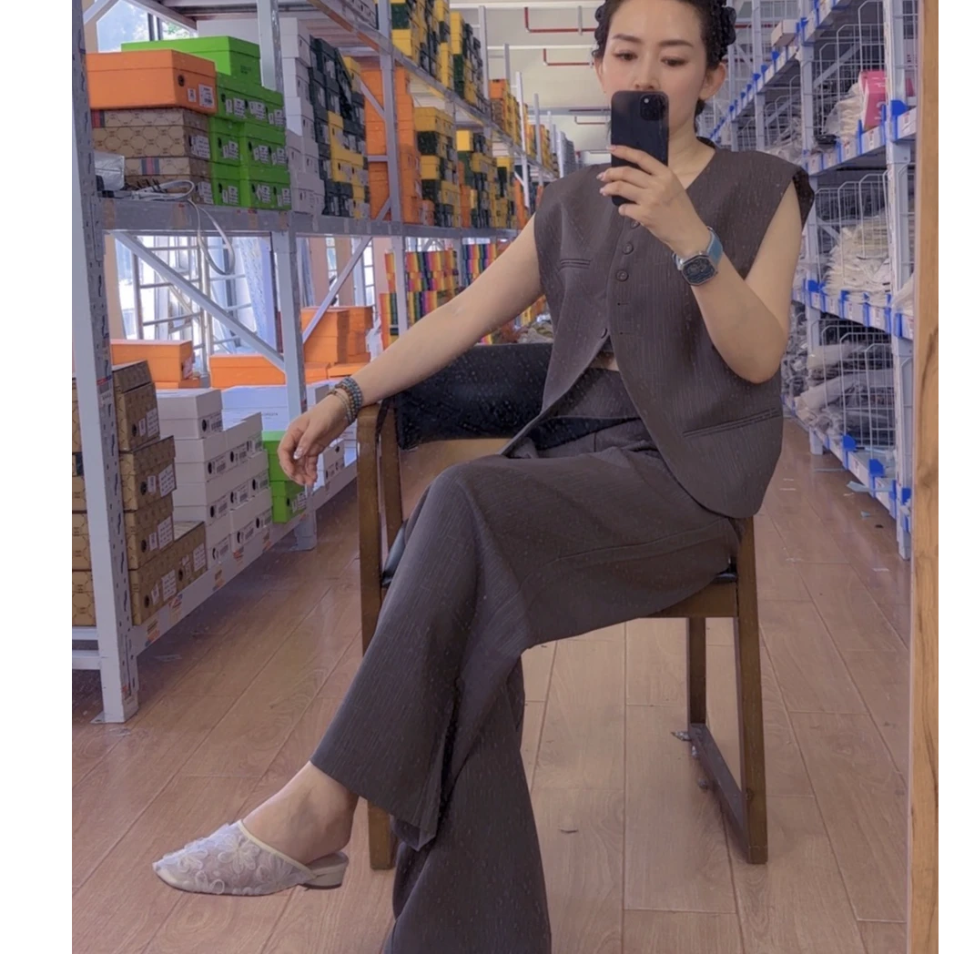 606/73373/128设计感小众复古斜边腰封显瘦休闲直筒裤女