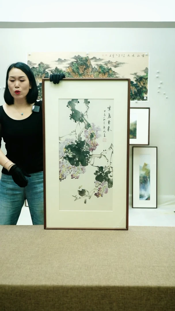 国画92*52李法良手绘花鸟带框