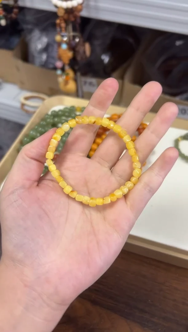 未镶嵌蜜蜡手链妖花白回流蜜蜡随行珠手链[1017]