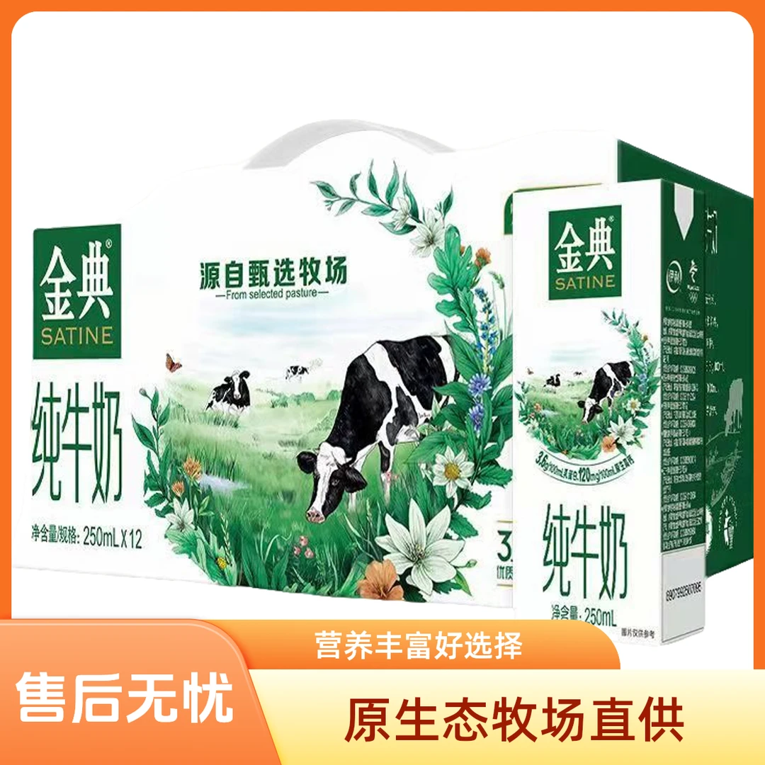 （2提装）9月产金典纯牛奶250ml*12盒*2提（赠手提袋）