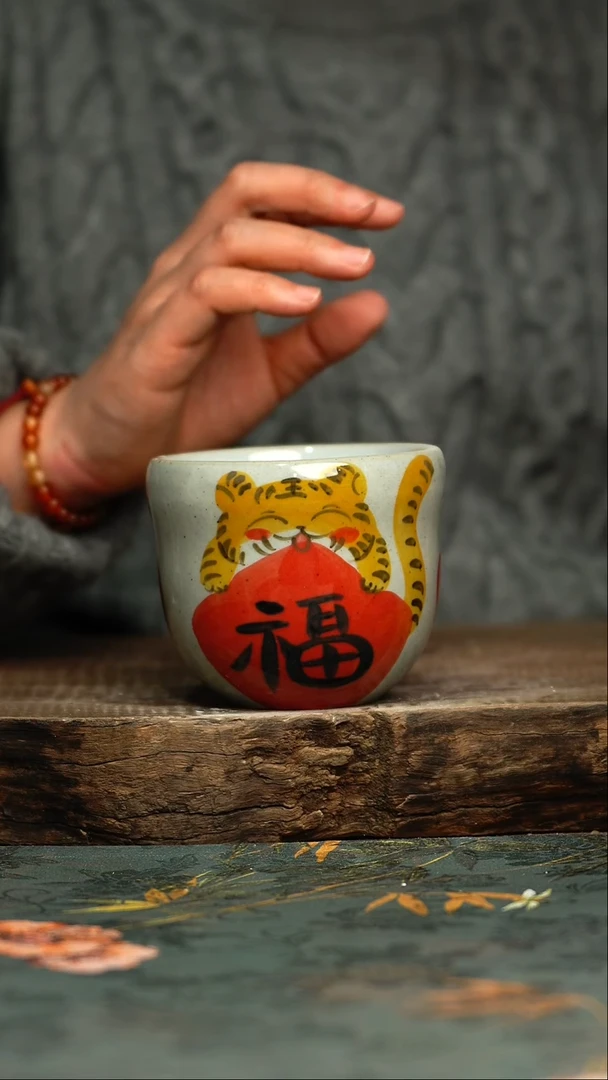 【闪购商品】杯釉下彩手工手绘同款陶器