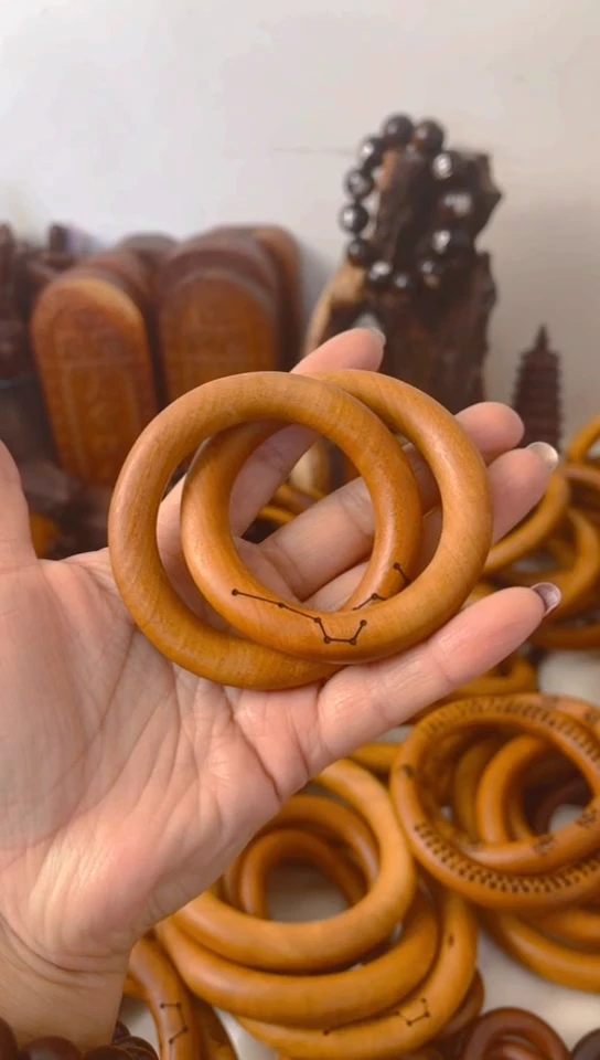 【闪购商品】枣木木雕乾坤圈微瑕50圈口一物一拍