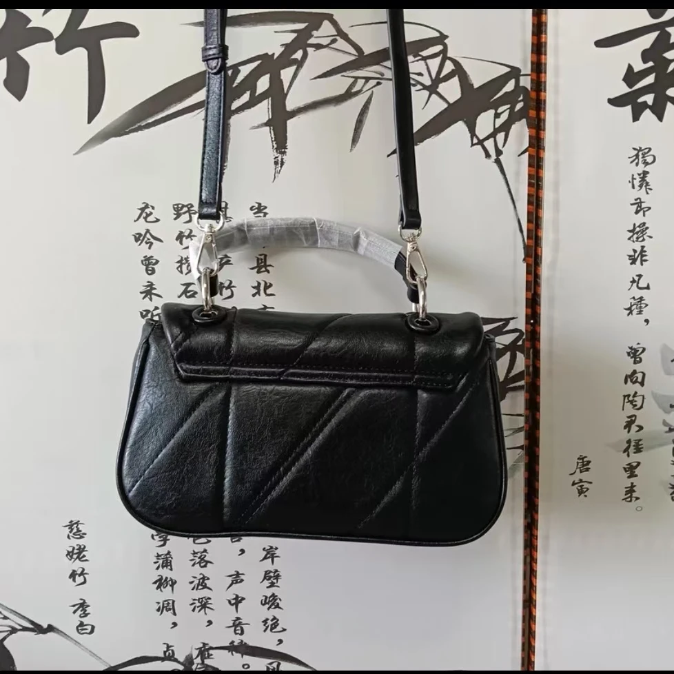 【21#】车缝线轻奢风单肩百搭气质黑色小香风斜挎包小众